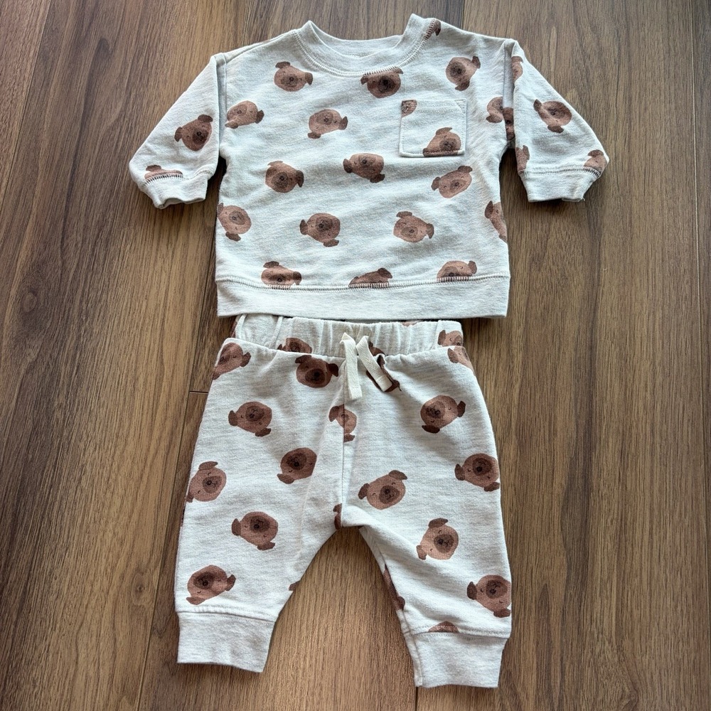 Baby Boys Girls Carters Dog‎ Print Sweat Set Size 0-3 Months